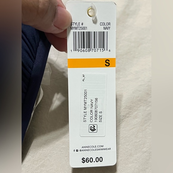 NWT Anne Cole Tummy control Tibe top swimsuit -Small Navy Blue - Picture 2 of 7